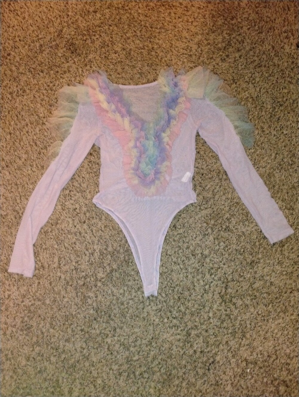 Boutique Pastel Tulle Ruffle One-Piece Bodysuit